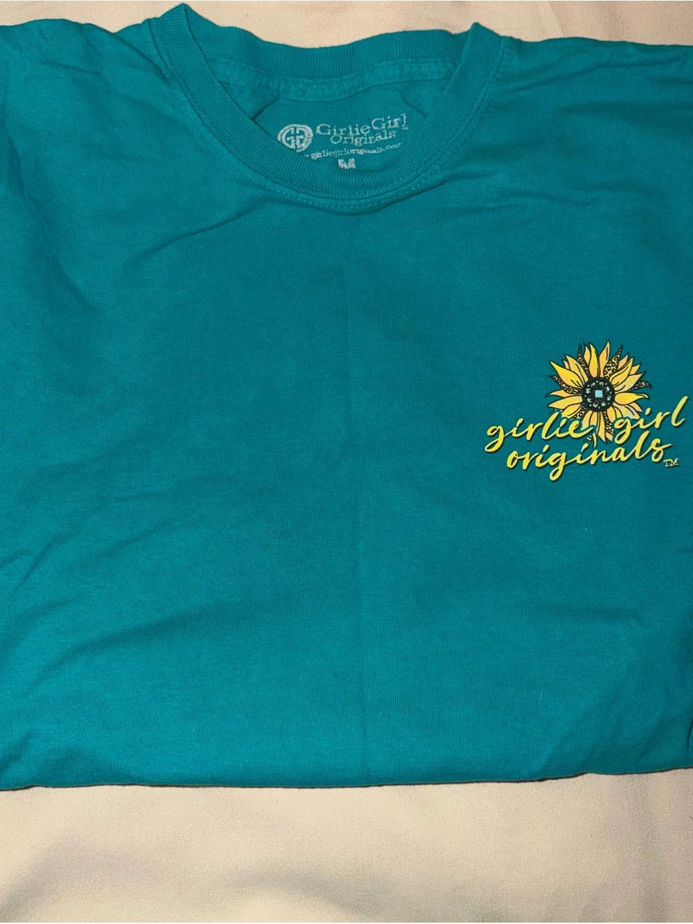 Girlie Girl Originals Teal Tee with Sunflower Graphic